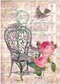 Chaise et rose fond beige - A5