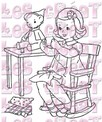 Petite fille rocking chair et ourson - A5