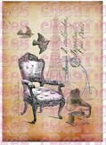 Fauteuil et tour eiffel fond beige - A4